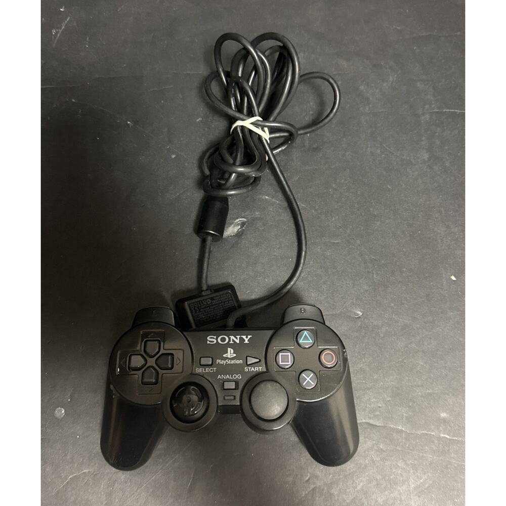Sony PS2 BLACK Wired Controller OEM DualShock 2 PlayStation 2 SCPH-10010 Tested